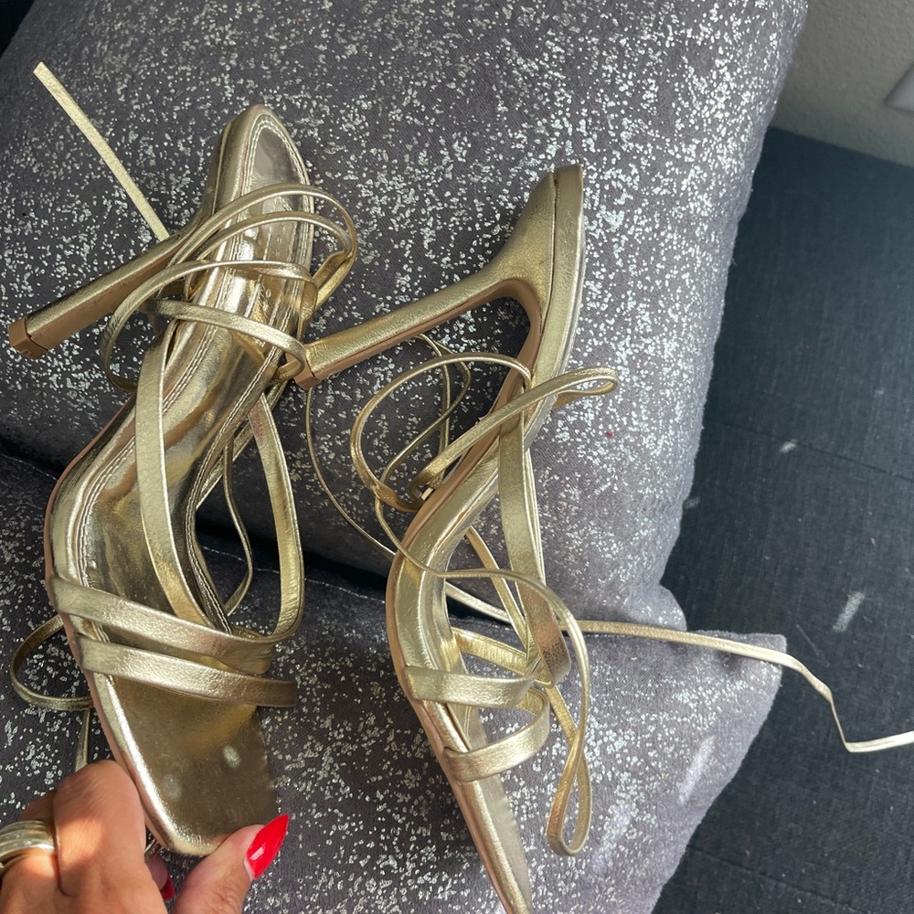 Topshop Gold Strappy Heels